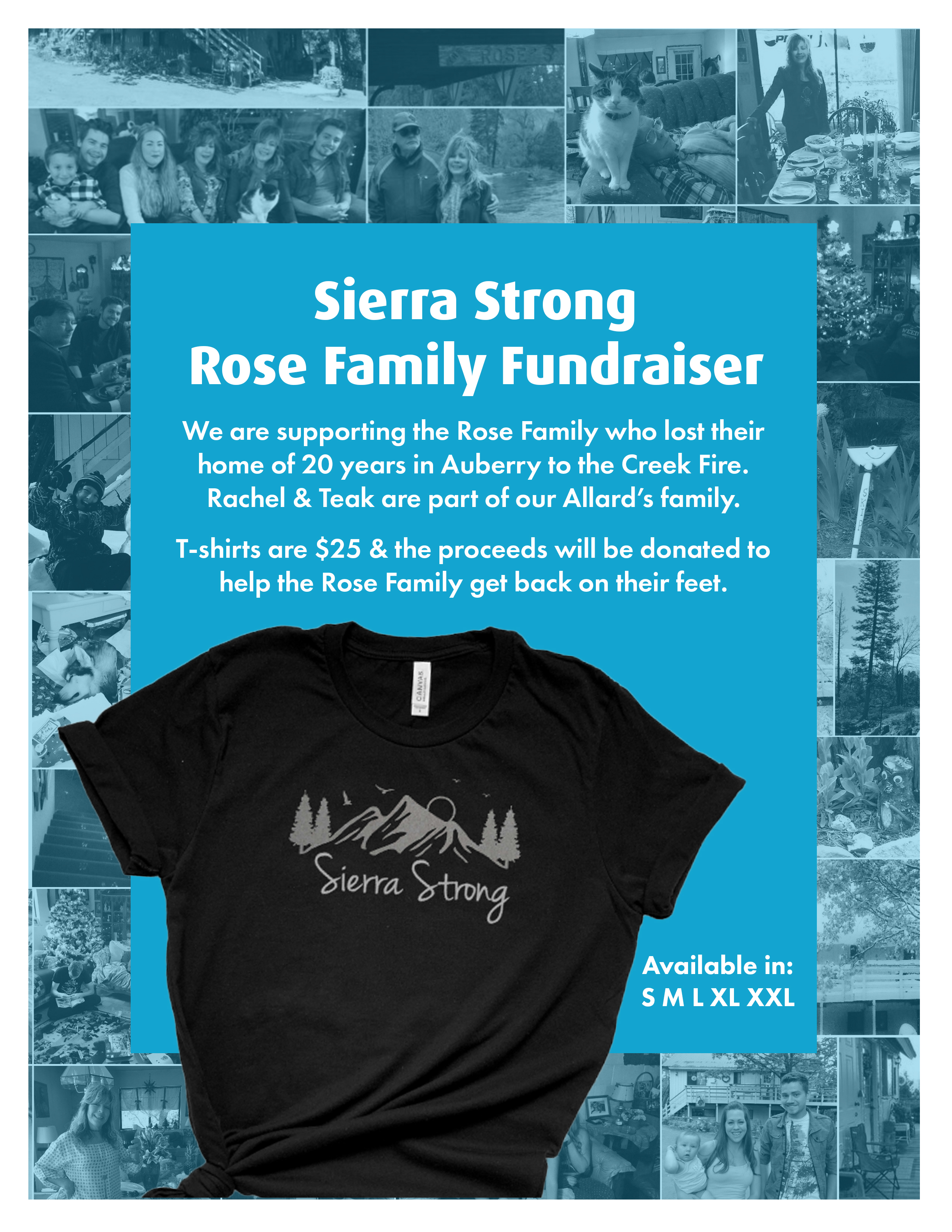 Creek Fire Funraiser T-Shirt Sale Rose Family