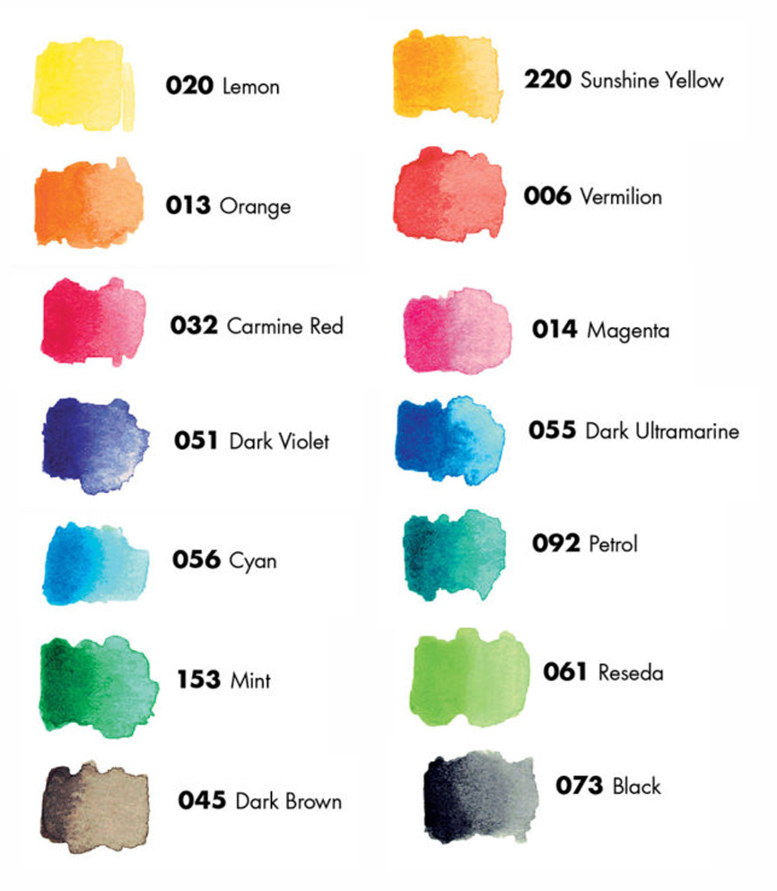 Marabu Aqua Graphix Ink Color chart