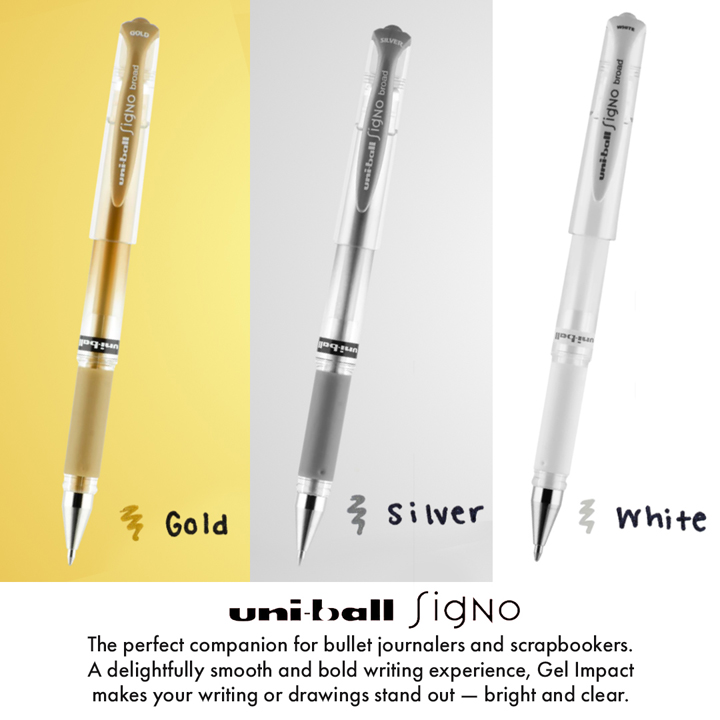 uni-ball Signo Metallic and White Gel Pens