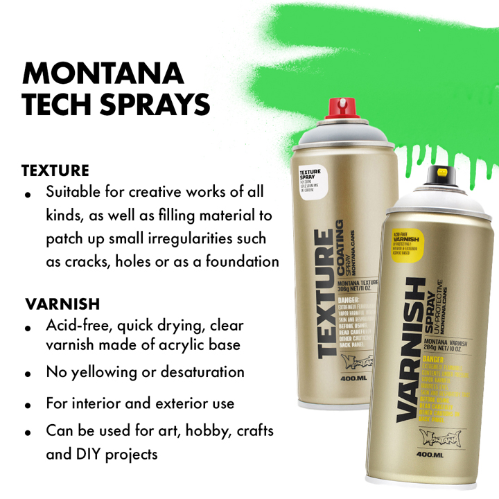 Montana Tech Spray Textures and Varnishes